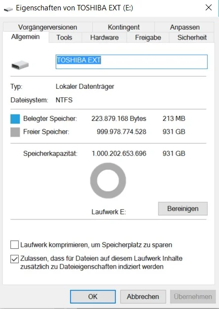 Toshiba Festplatte Test